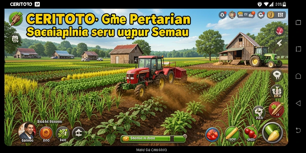 Screenshot gameplay CERITOTO menunjukkan aktivitas bertani yang menarik.