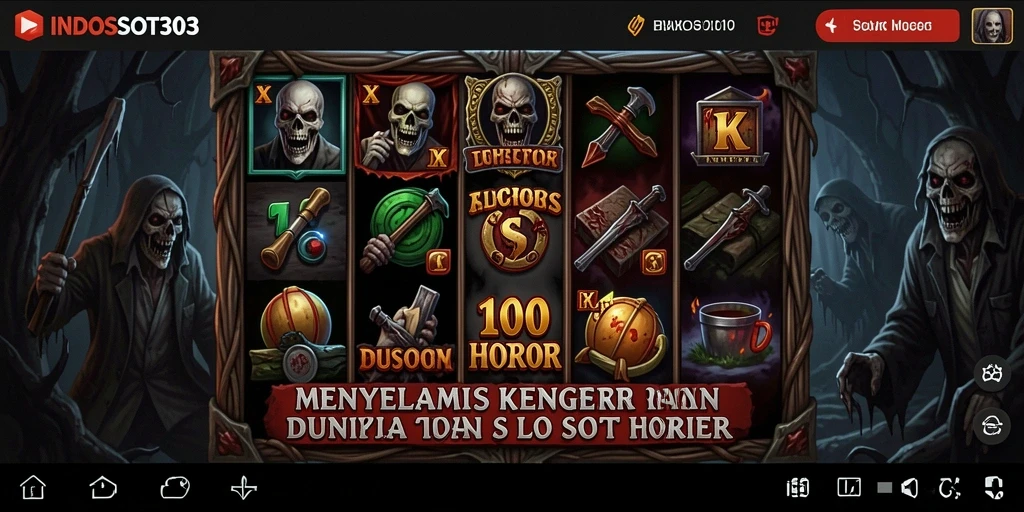 Screenshot gameplay INDOSLOT303 menampilkan suasana horor yang mencekam.