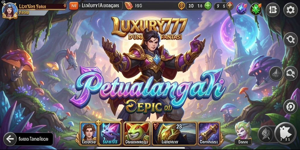 Tangkapan layar gameplay <strong>LUXURY777</strong> menampilkan aksi pertarungan epik dan grafis yang memukau.